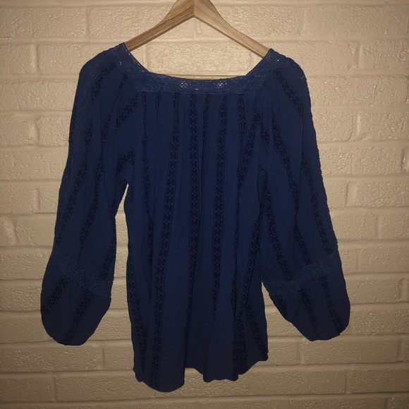 Anthropologie Blue Peasant Top - Picture 3 of 3